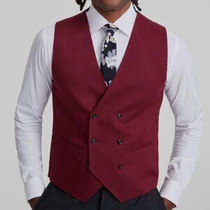 TAYION Mens‎ Classic fit Double Breasted Suit Vest Size XL Red E091449
